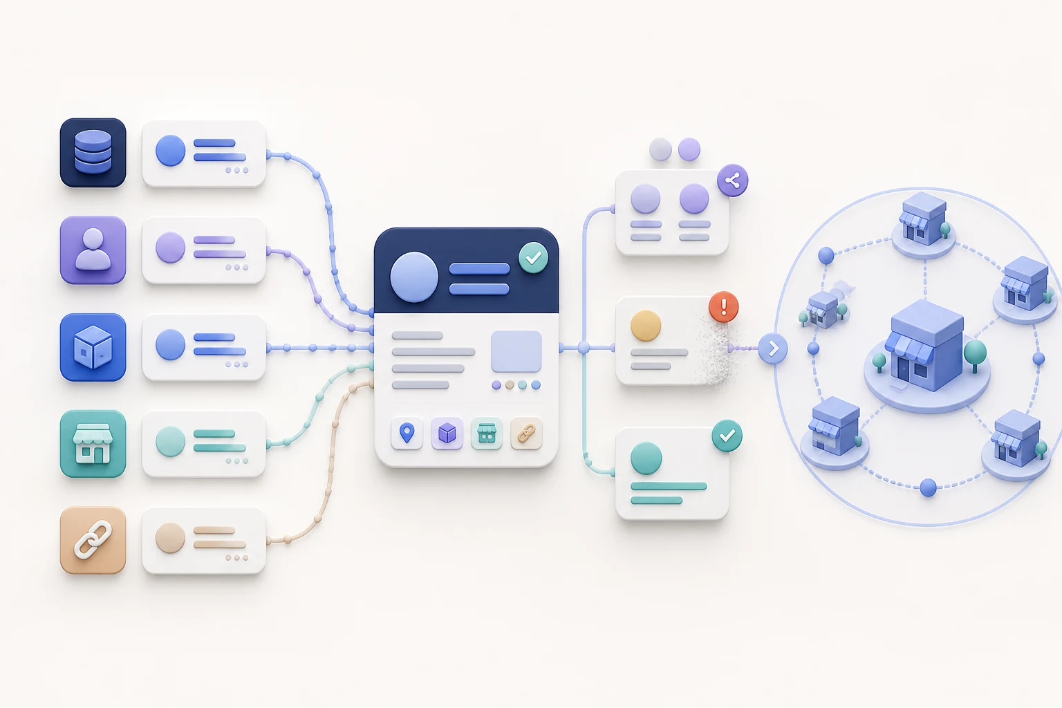 Multiple dealer data sources synchronizing into one clean and verified master record.